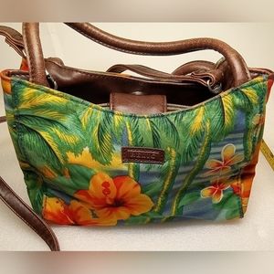 Vintage RELIC Handcrafted Two Handled Faux Leather Crossbody Tropical Purse USA
